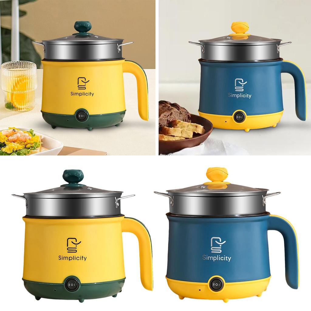 Hot Pot, elektrisch, US-Adapterstecker, leicht zu reinigen, tragbar, abnehmbar, Mehrzweck-Ramenkocher zum Kochen von Steak, Eiern, Nudeln