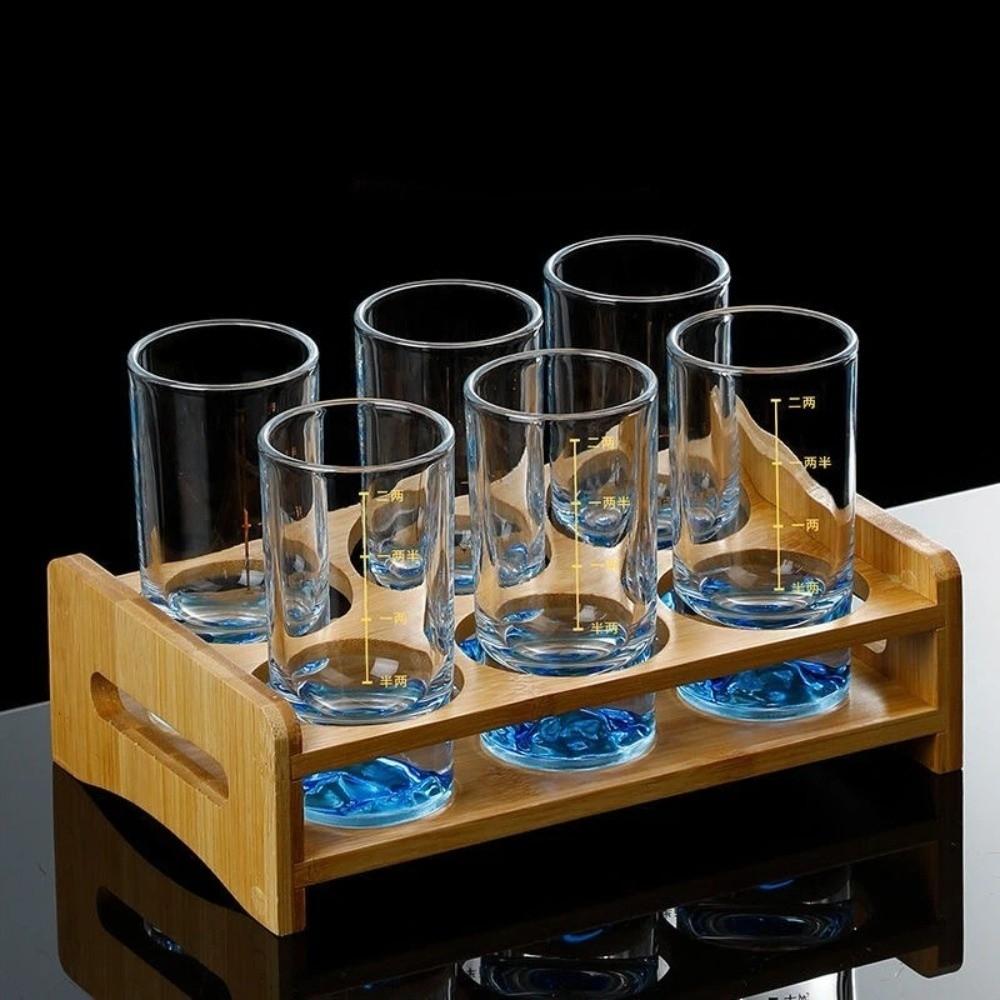 6 PCS/SET Transparent Shot Glass With Scales Liquor Glass Drink Cup Wine Dispenser Gift Giving