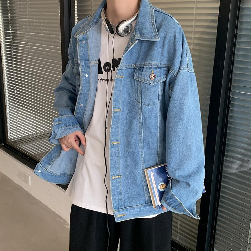 

Весенне-осенняя новая джинсовая куртка мужская, корейский тренд, свободная, повседневная куртка-карго, мужская универсальная мужская куртка 3XL
