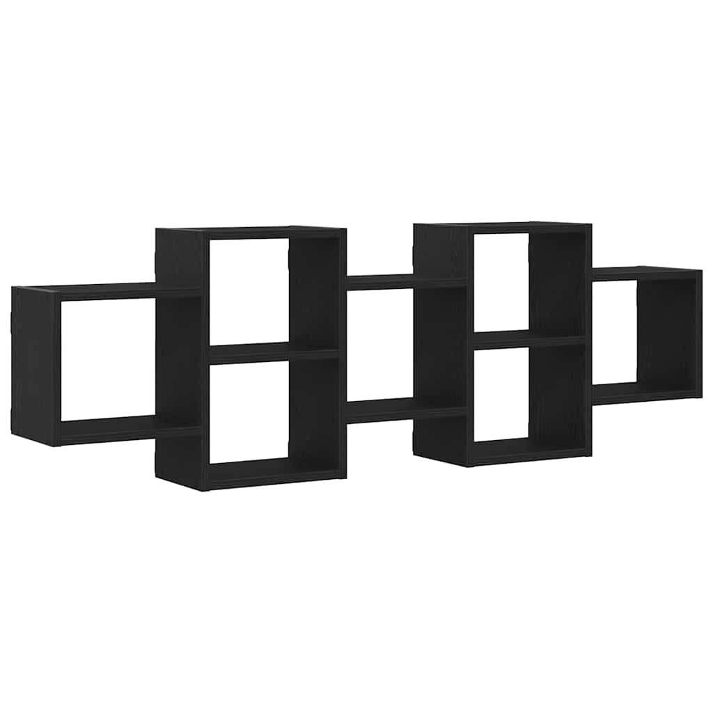 Wall Shelf Black Oak Effect 129 x 18 x 42 cm Wood Based Material