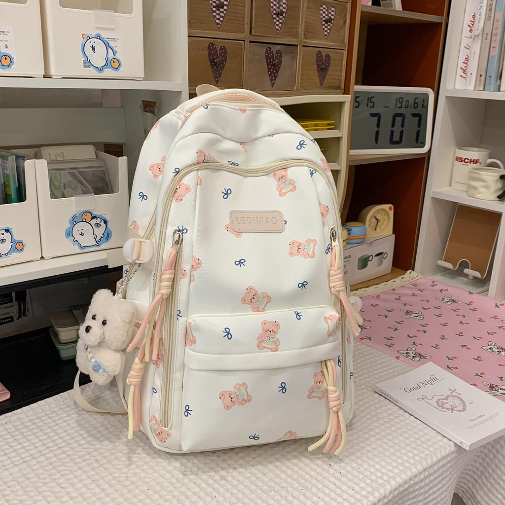 Schoolbag Casual backpack School bag Korean version of simple travel backpack ins Fengsen college style printing large-capacity backpack