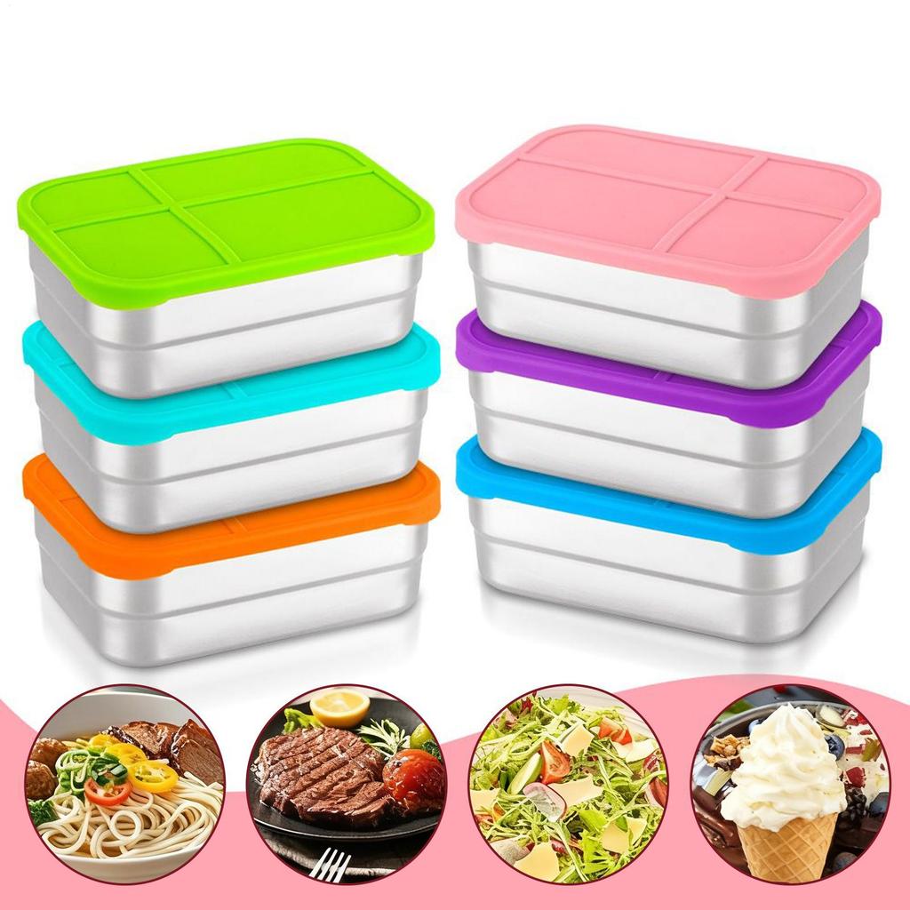 stainless steel fresh-keeping box with sealed lid thickened lunch box camping food packaging and storage box