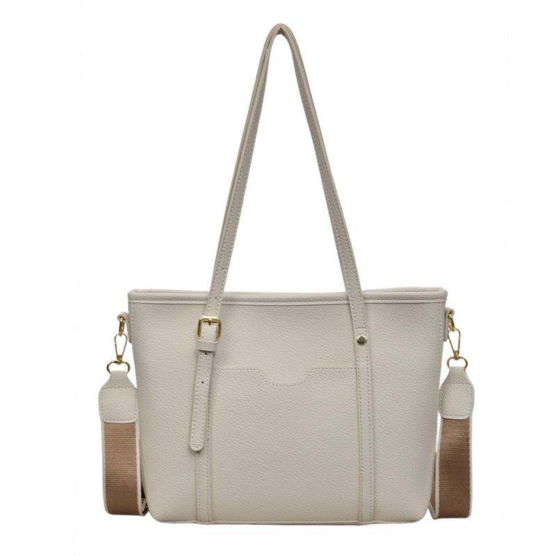 Women's PU Tote Bag with Wide Strap Large Capacity Shoulder Handbag for Work Travel Shopping