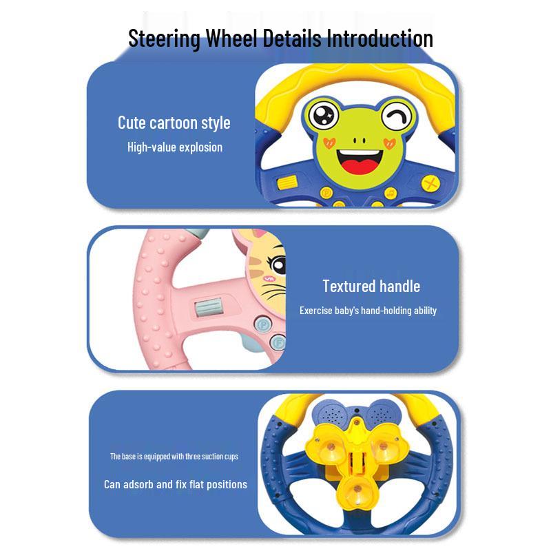 Kids' Interactive Cartoon Steering Wheel Toy for Rear Seat