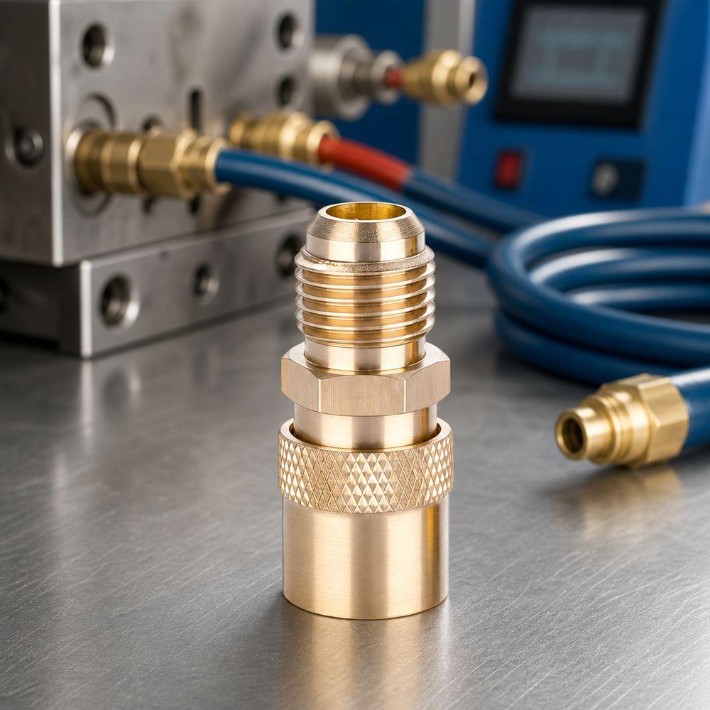 Brass Female Quick Coupling Heat Resistant Hose Barb Coupler  Mold Cooling Systems