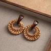 Bohemian Long Woven Hollow Circle Stud Earrings, High-End Exaggerated Earrings, Fashionable And Unique Temperament Earrings.