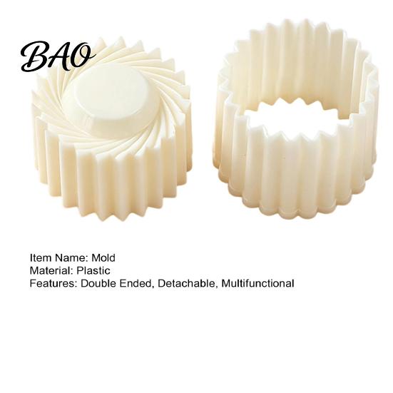 Home Baking Gadgets 2-in-1 Round Mooncake Mold, Double Ended Pastry Press with Scallop And Texture Stamper Spiral Embossing for DIY Baking,