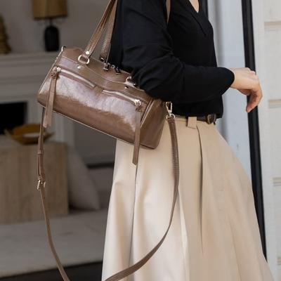 Echtleder Unterarmtasche Damen Rindsleder Crossbody Bag Premium Touch Nischendesign Tasche