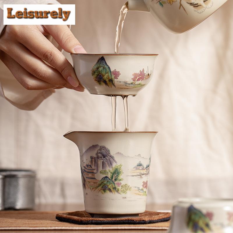 Imitation Song Ru Kiln Landscape Tea Infusor Retro Tea Ball Tea Strainer Household Tea Maker Tea Filter Tea Ceremony Collection