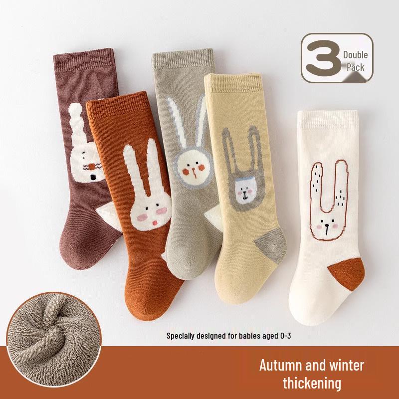 2025 Winter Cartoon Animal Thigh-High Terry Cloth Socks for Baby Girls
