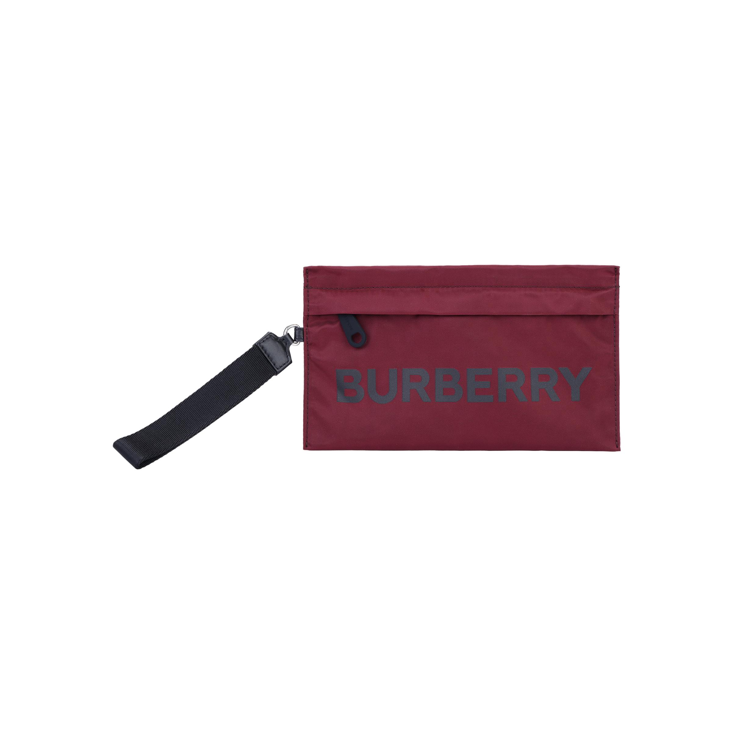 Burberry Logo Print Nylon Clutch Women clutch Burgundy 80528431 Basic Set (Bag+Dust Bag)