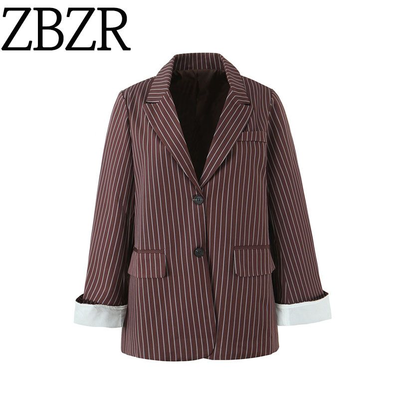 Za New Fall Women's Clothing 2025 Fashion Wind Fashion Loose Version Pinstripe Suit Outwear 1255789
