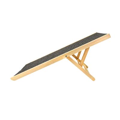 Wood Dog Ramp Height Adjustable Slip Resistance Foldable Pet Climbing Ladder for Sofa Bed Car Size: