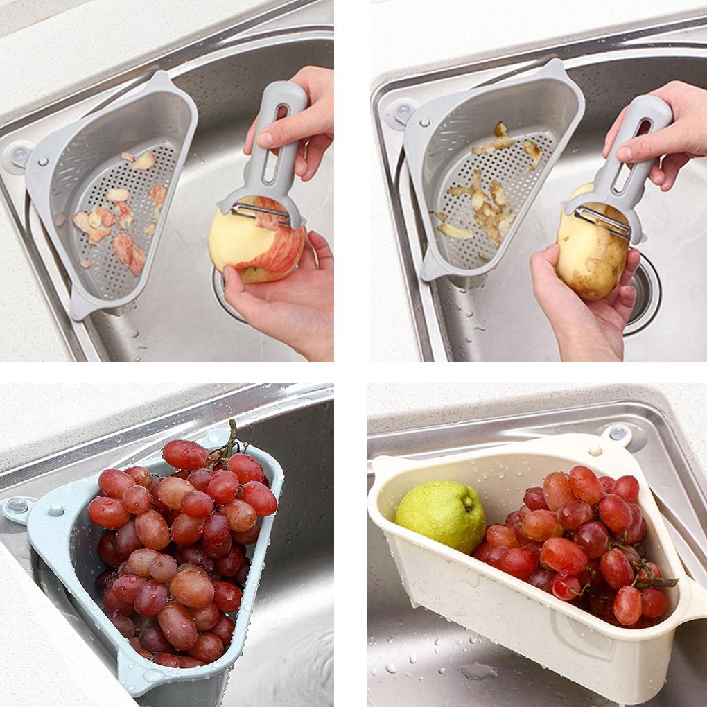 Triangular Sink Drain Shelf Rack Multifunctional Storage Holder Sucker Kitchen
