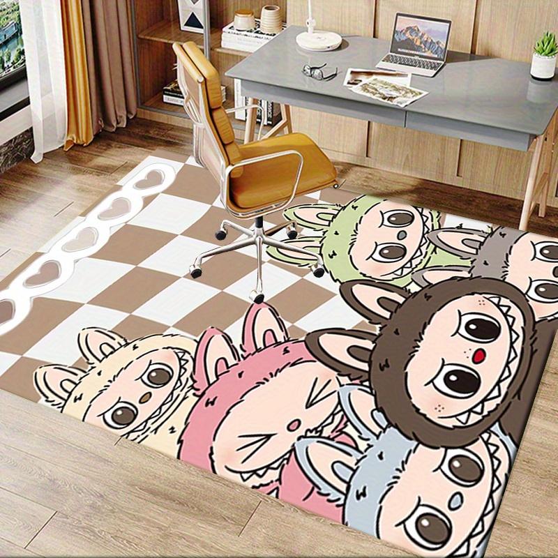 1pc LABUBU, Cute, Cartoon Office Carpet Soft Polyester Entrance Carpet Washable Non Slip Machine Was