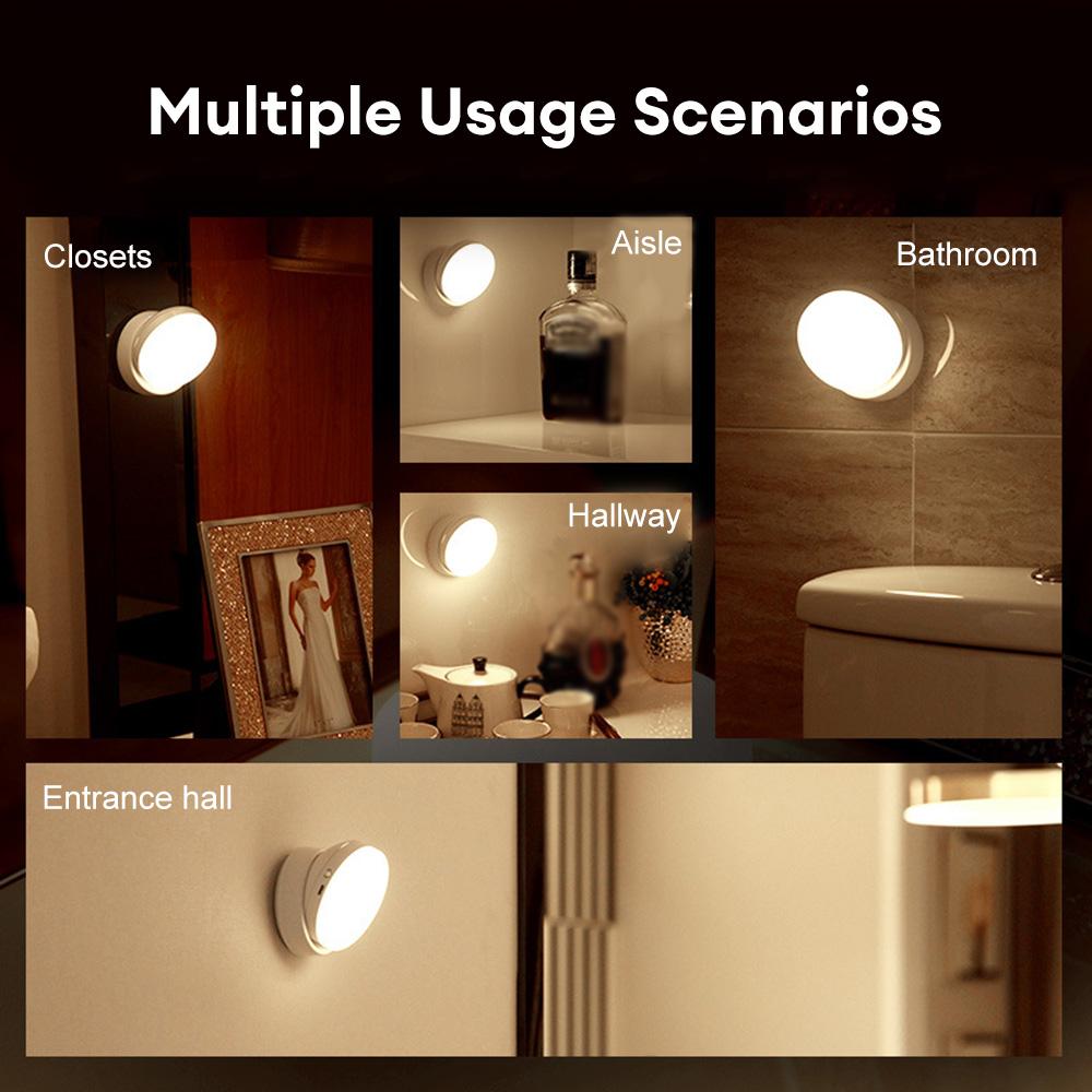 360 Grad drehbarer PIR-Bewegungssensor LED-Nachtlicht-Wandlampen Wiederaufladbare Unterschrankleuchte Drahtlose Schrank-Nachtlampe