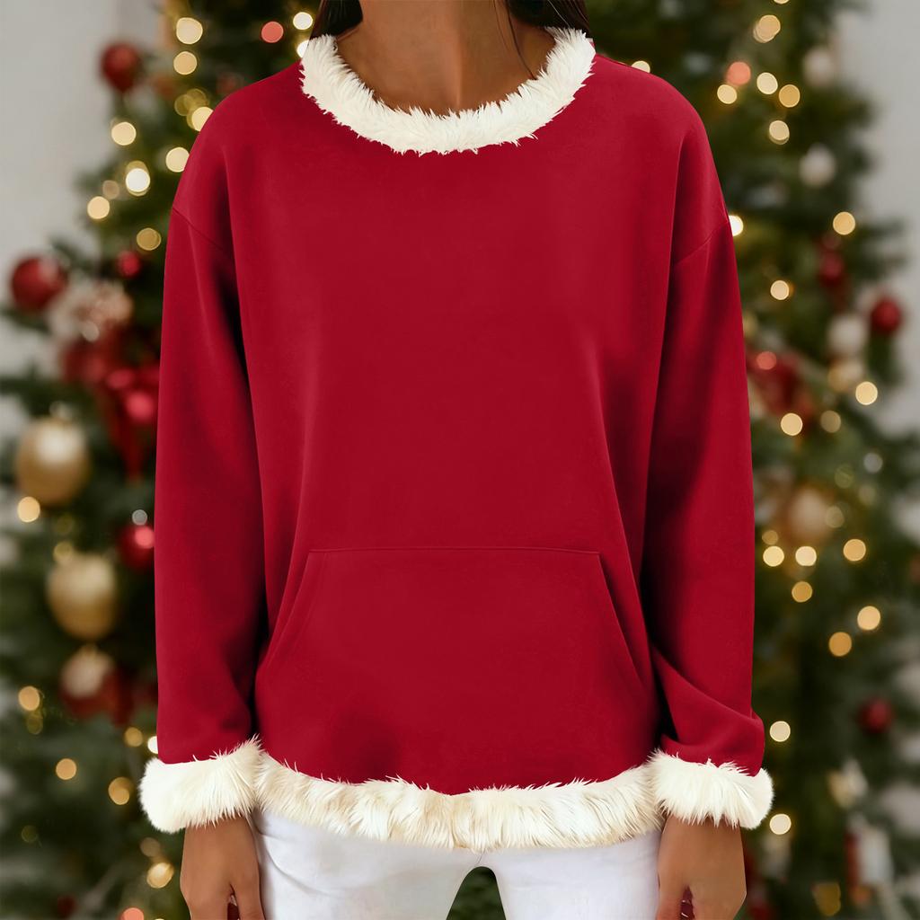 Women's Casual Solid Color Long-Sleeved Hoodless Sweatshirt