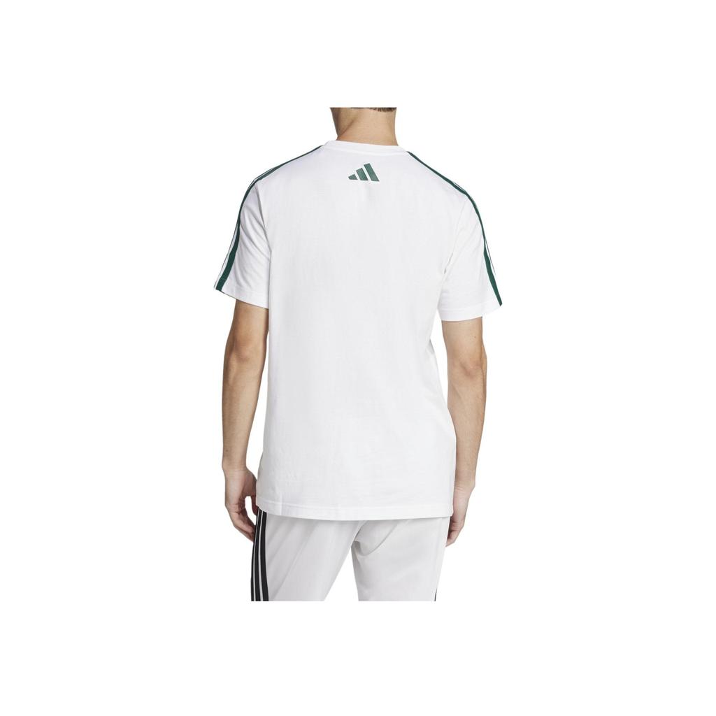 Adidas Logo Striped Round Neck Short Sleeve T-Shirt Men Tops White JJ3868