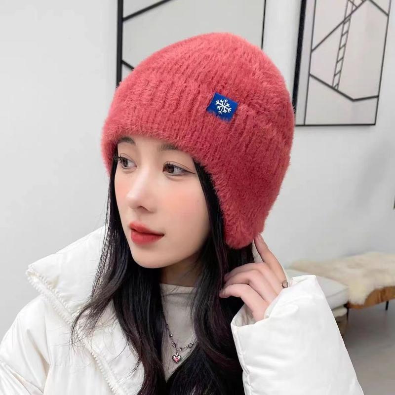 Wool hat, autumn and winter warm knitted hat, ear-covering hat, women's outdoor cycling windproof hat, men's beanie