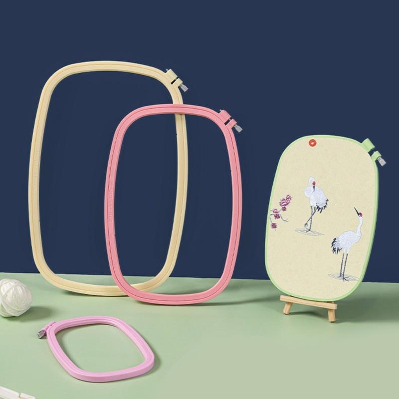 5 Pcs Embroidery Hoop Candy Color Embroidery Frame Square Crosses Stitching Hoop for Needleworks Sewing Craft