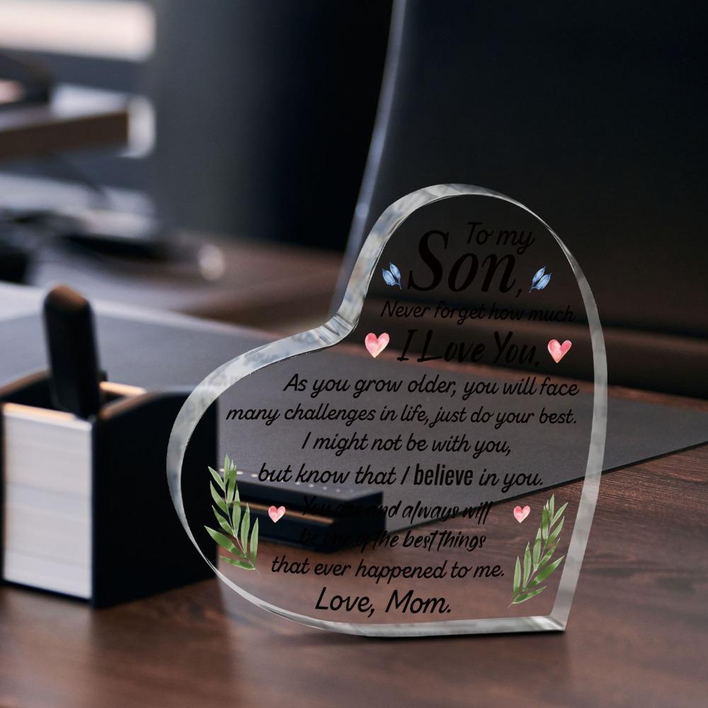 Heart-Shaped Keepsake with Mother'S Message - "To My Son, Never Forget How Much I Love You" - Perfect Gift for Christmas, Thanksgiving, Mother'S Day,