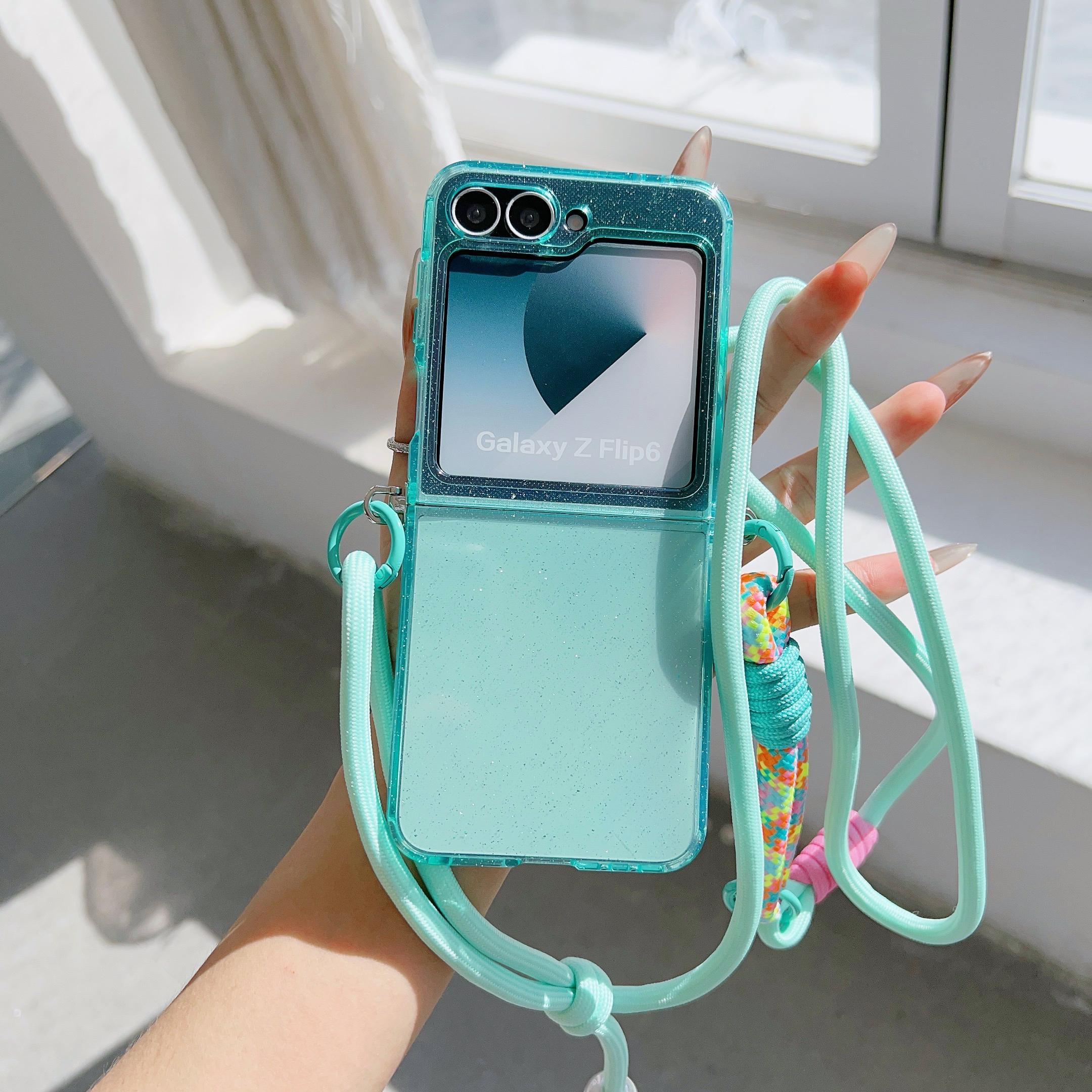

For Xiaomi MIX Flip 2 1 mixflip2 Phone Case Crossbody Lanyard Adjustable Glitter Candy Color Fold Shockproof Cover Xiaomi mix flip 2 зелений
