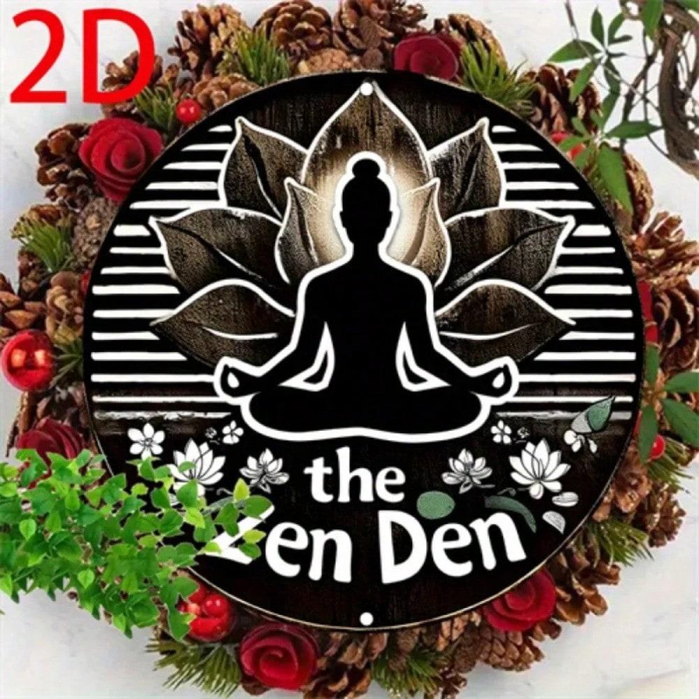 Buddha Zen Lotus Metal Wall Art Vintage Tin Sign Indoor Outdoor Decor Meditation Gift 20x20