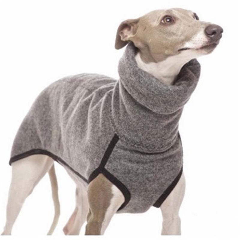 Warm Whippet Vest Italian Greyhoundes Clothes WinterTurtleneck Dog Clothes Soft Fleece Clothes Coat Outfit for Medium Large Dog M светло-серый