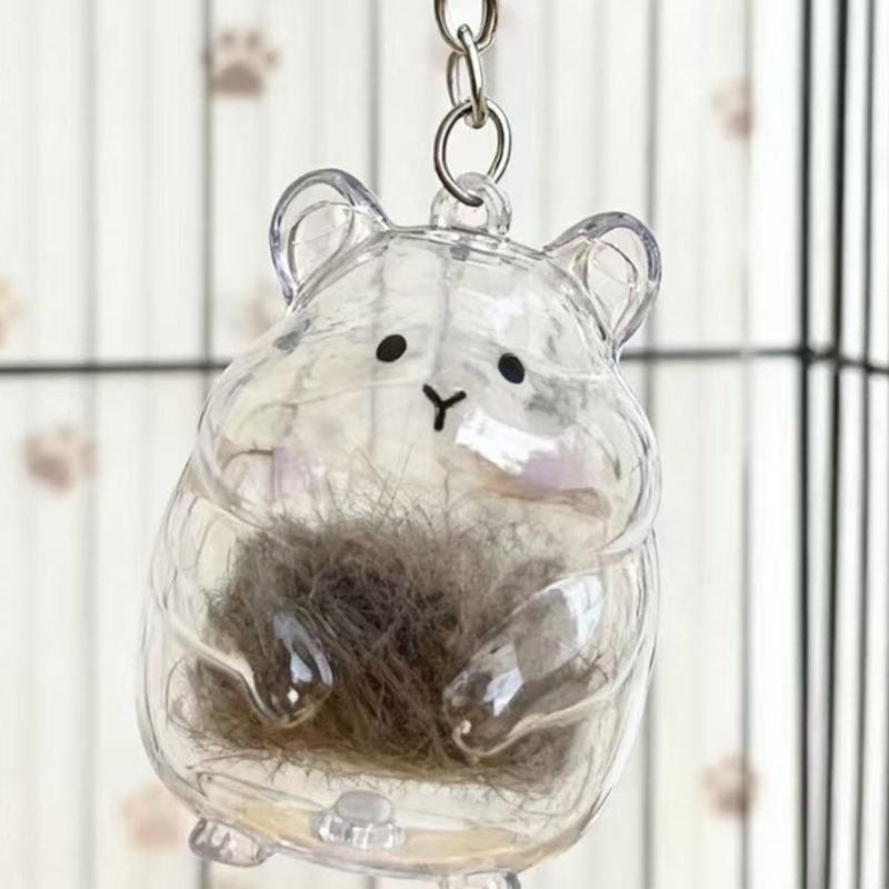 Keepsakes Keyring For Pet Owners Hamster Hair Collector Bottle Acrylic Designs Safely Preserves Memories