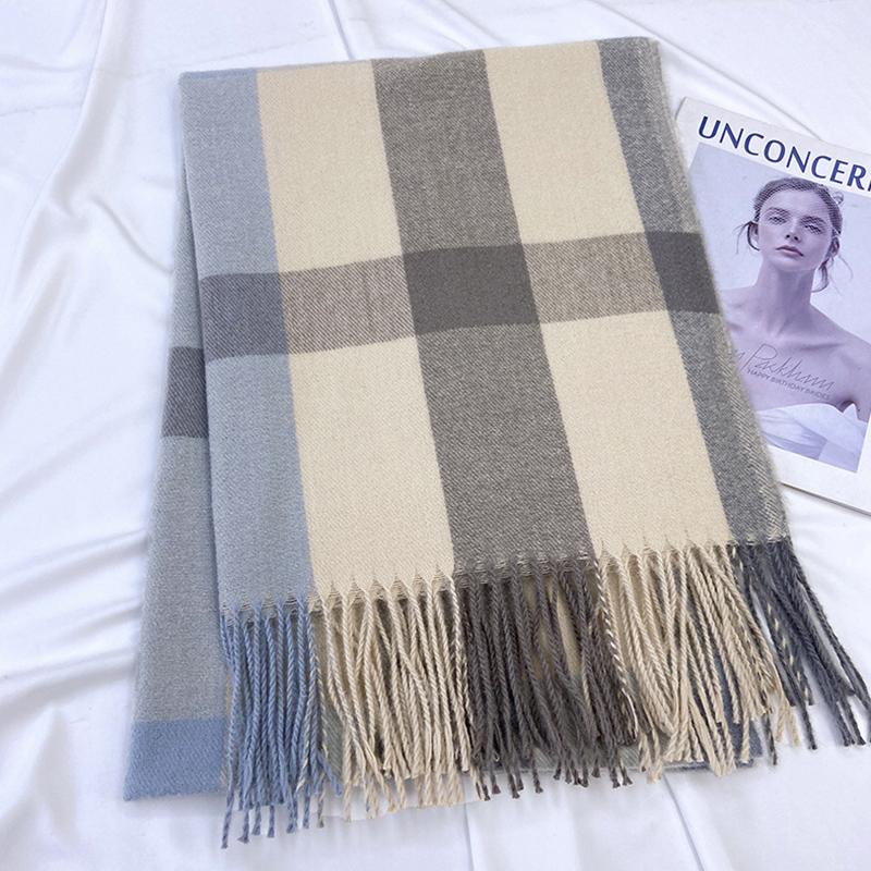 Plaid Scarf Women's Autumn Winter Imitation Cashmere Tassel Shawl Thick
