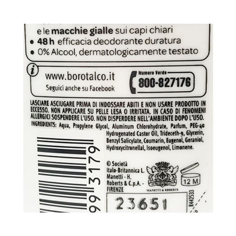 Borotalco Roberts Vapo Invisible Deodorant Spray 75ml