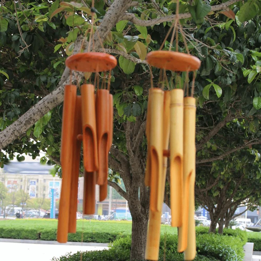 6 Röhren Bambus Windspiel Handgefertigt Garten Kunsthandwerk Neue Hängende Dekorationen Außen