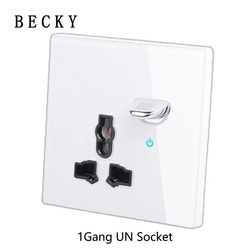 White Tempered Glass Wall Switch Panel Led European 16a Socket Retro Toggle Light Switch Eu Uk Standard 2usb Socket 1Gang-4gang