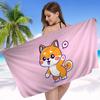 Kawaii Shiba Inu Bath Towel Microfiber Soft Water Absorbing Breathable For Girl Kids Decorative Cartoon Beach Towel