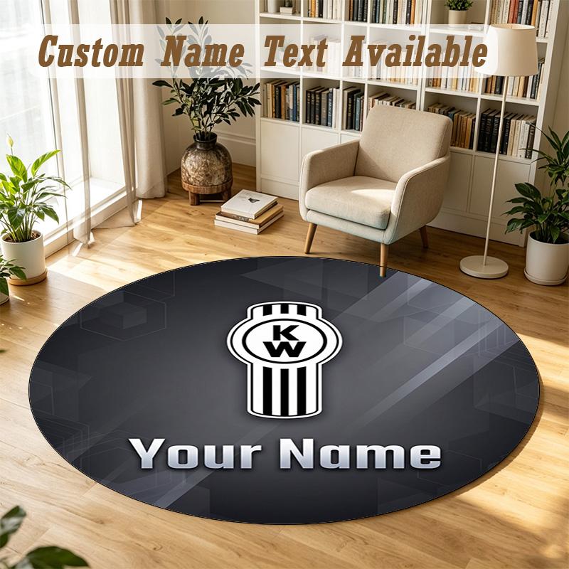 Round Rug Custom NameKenworth Pattern Non Slip Carpet Home Floor Decor