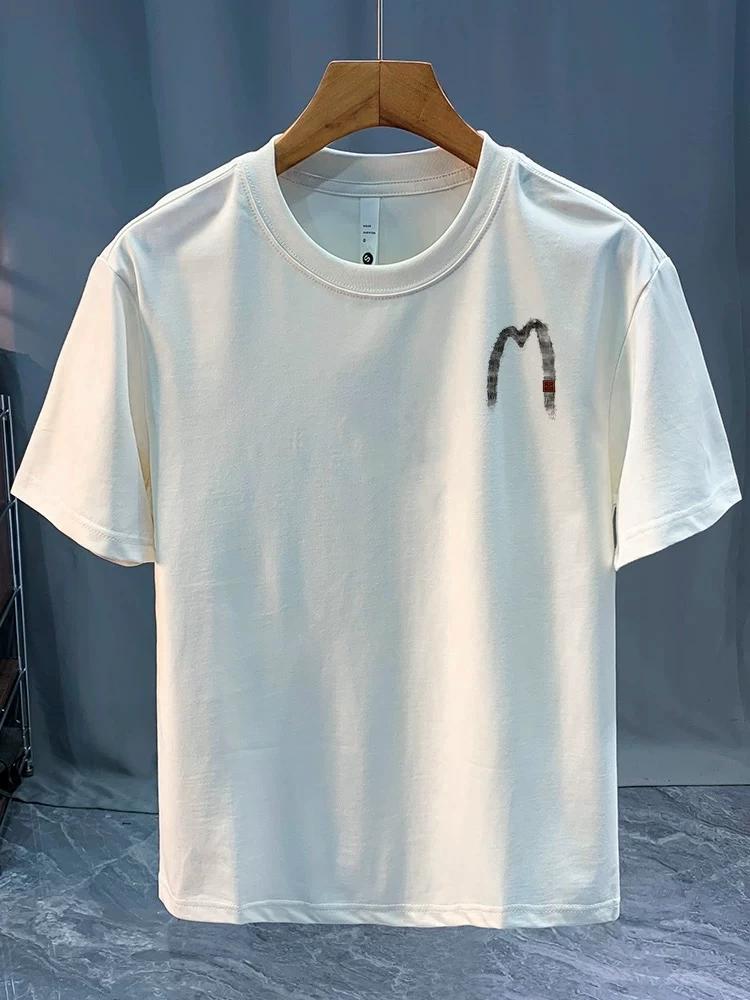 Cotton Round Neck Trendy Tops, Fashionable And Versatile Men's T-shirts, Loose Printed Short Sleeves For Couples