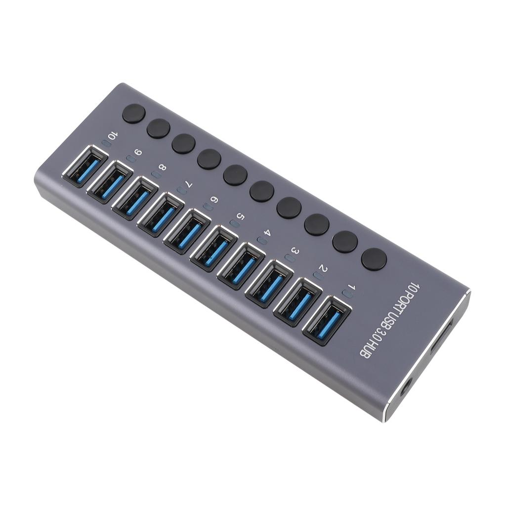 985A 10 Port USB 3.0 Hub USB Splitter Hub USB Docking Station 300MB S High Speed Transmit with Individual Switches 12V