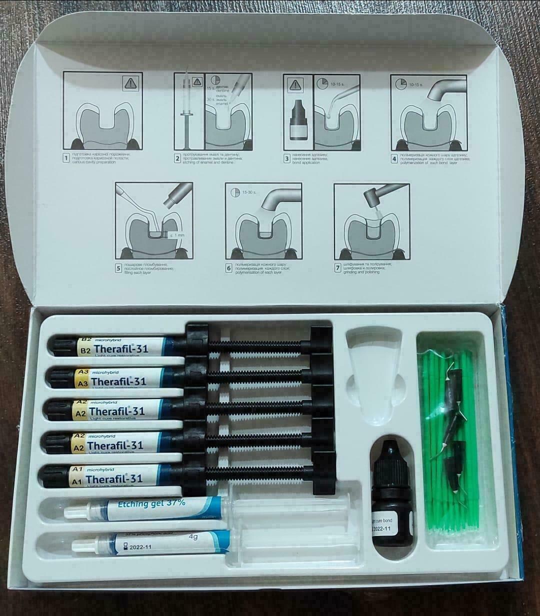 

Therafil 31 Composite Kit 5x5g + Bond 3g +2x4Etch Gel Dental Срок годности 2022/12