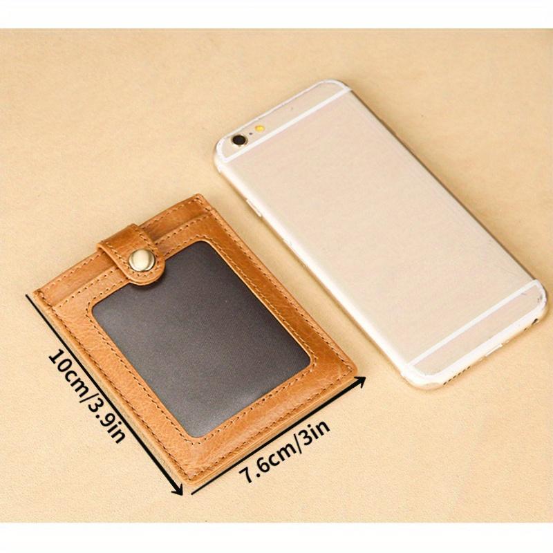 1PC Pull-out Buckle Card Cover Leather Card Holder Transparent Sandwich Men's and Women's Casual Oil Skin Bank Card Bag Gift