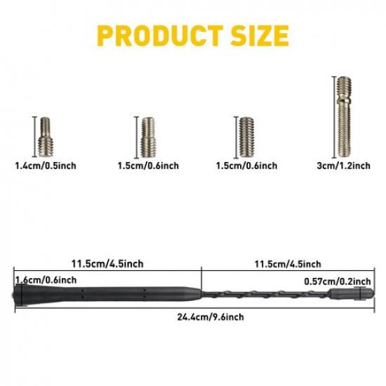 9" Auto Aluminum Alloy Carbon Fiber FM AM Radio Car Aerial Antenna AAA EOA