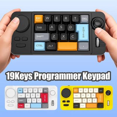 19Keys Hot Swap Wired Mechanical Keyboard with Volume Scroll Jostic Game Joystick Programmer Keypad for Computer Laptop