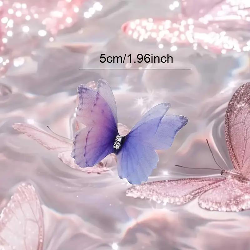 10 elegant 3D butterfly decorations, double-layer polyester fiber butterflies, suitable for DIY handicrafts, headwear