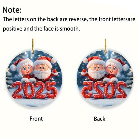 Santa Claus Acrylic Pendant with Lanyard Easy To Hang Adorable Christmas Tree Decoration Hanging Ornament Holiday Gift