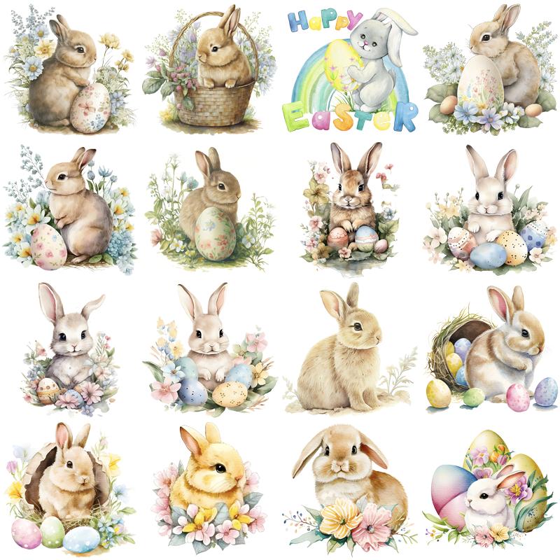 60Pcs Cute Easter Bunny Stickers, Cartoon Aesthetic Waterproof Decals for iPad, Phone Case, Laptop, Journal DIY Decor