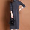 Solid-color Sweater Dress for Women's Autumn and Winter Casual Half Turtleneck Sweater A-line Dress
