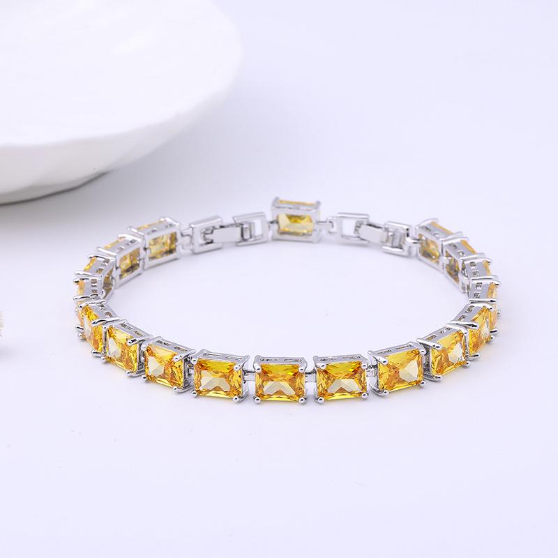 

Простой прямоугольный браслет из циркония для девочек, браслет из нишевого медного драгоценного камня Length 18 + 3 cm Extended Buckle