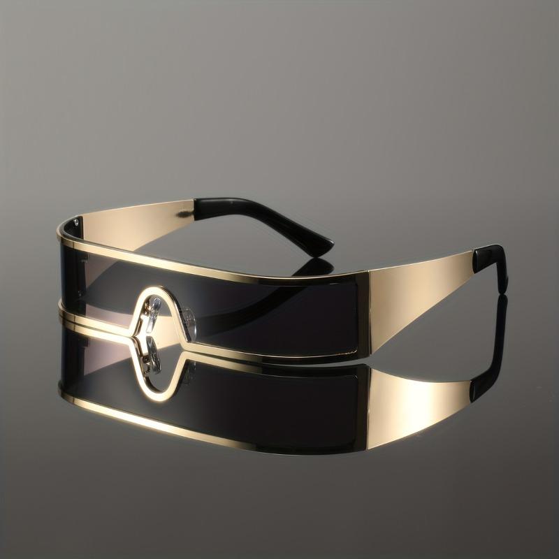 Non-polarized Vintage Trendy Design Small Frame Punk One-Piece Women Men Sunglasses Metal Frame Outdoor Driving Men Sun Eyeglasses