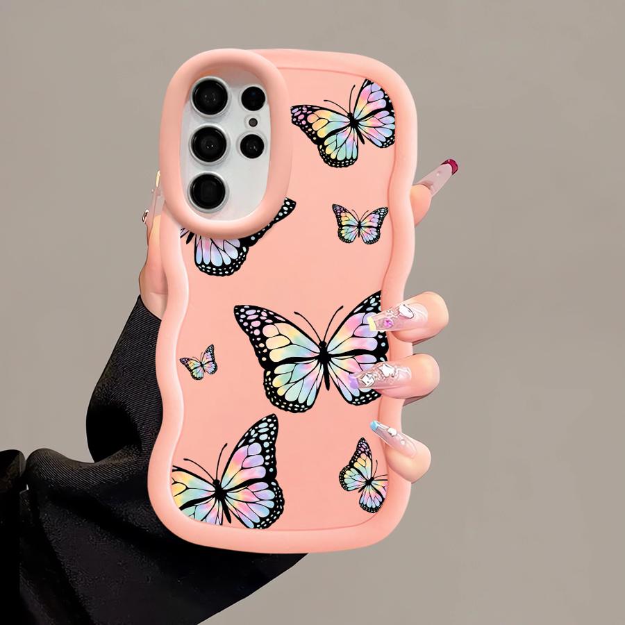 Soft Phone Cover Case for Samsung Galaxy A25 S24 S23 Plus S22 Ultra S25 S20 FE A26 S21 A54 A24 A55 A35 A36 A34 Blue Butterfly