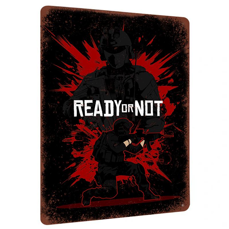 

Ready Or Not Game Poster Metal Wall Art Decor for Home Office Living Room Decoration 7.9x11.8In(20x30cm)