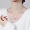 S925 Sterling Silver Wheat Love Necklace Fashionable All-Match Pink Zircon Clavicle Chain Ins Style Moon Flower Pendant